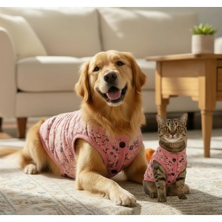 쁘띠도그 반려동물 할미 김장 조끼, 1개, 핑크