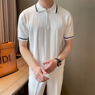 男士軍風半拉鍊翻領針織衫