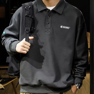 DM 復古黑色Polo衫大學T