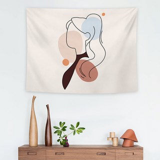 MA 일러스트 드로잉 벽장식 태피스트리, 포니테일여자