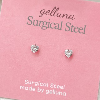 gelluna 女性用手術鋼閃亮愛心水鑽基本款耳飾耳釘外耳骨槓鈴球形耳環 P-820 3mm