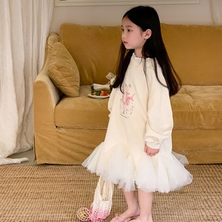 BabyMax 女童天鵝紗蕾絲連身裙