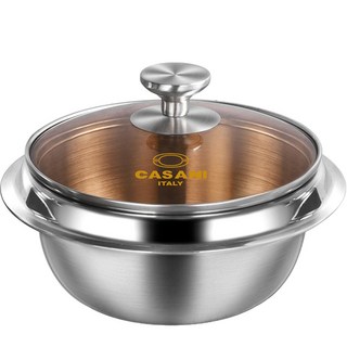 CASANI IH電磁爐適用三層複合不鏽鋼釜鍋, 1組, 20cm, 不鏽鋼
