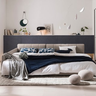 리바트 당케 패밀리 침대 프레임 쿠션형 Q + SS + 가드 세트 방문설치, 코튼 베이지