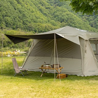 IDOOGEN Amadeus Max Space 一鍵式帳篷 黑膠塗層延伸天幕, 奶油白