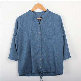 BBAEBBAE 女士亨利領七分袖綁帶上衣