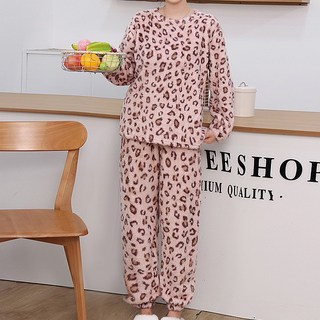 Beauty in Beauty 女款豹紋超細纖維睡衣兩件式套裝