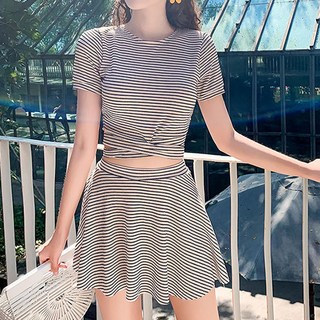 Goodif 女款可愛短版清涼夏日風兩件式泳裝, 象牙白