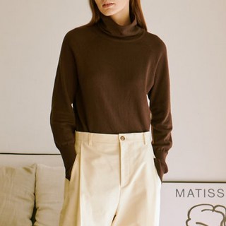 女款喀什米爾混紡雙色高領毛衣 DPKT210801