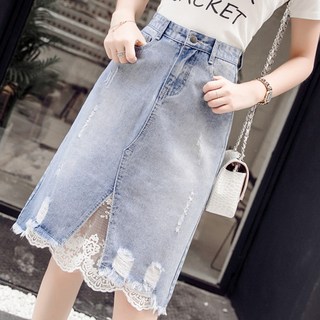 LUNA GIRL Setty 蕾絲丹寧裙