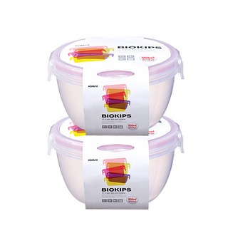 KOMAX Biokips 形密封沙拉保鮮盒 31號 沙拉碗 800ml x 2個 + 蓋子 x 2個, 透明, 1組