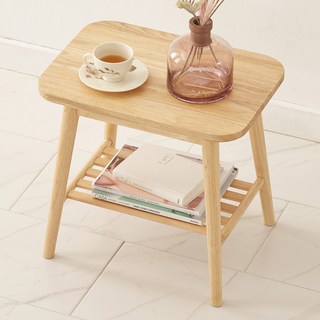 YEDAUM 2層實木 Della 標準型邊桌, 原木色, 1個