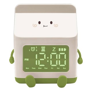 E.B. MADE MK-C 元氣牛奶盒鬧鐘小管家, 77x75.59x94.63mm, ABS+PC+矽膠, 萌芽綠