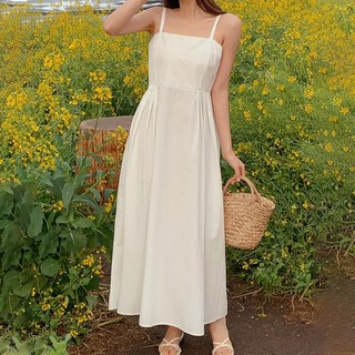 AnotherTWEE Okhinda 透氣馬甲長版洋裝 top0536, 象牙白