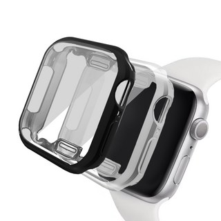Luarmo Apple Watch TPU全包覆錶殼 2件組, 黑色+透明