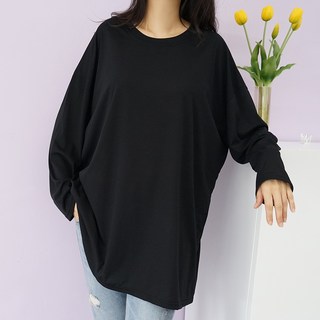 brg girl story 女款大尺碼寬鬆素色圓領長袖T恤