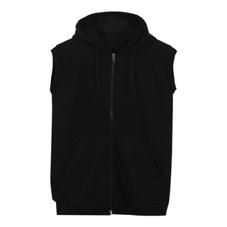 Basic Plus 男女通用素色連帽拉鍊背心 BBK-106