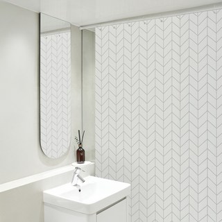 까사마루 방수 샤워 커튼 + 커튼링 12p + 샤워봉 세트, 헤링본(커튼), 1세트