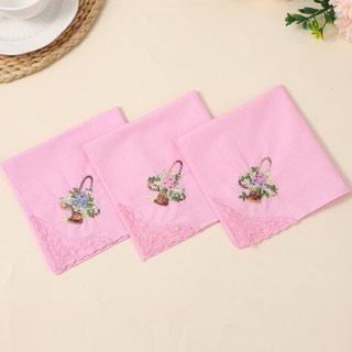 花卉刺繡手帕3件組