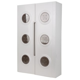 透明窗 圓形 浴室收納櫃, 白色, 1個