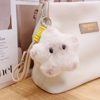 soonZAM 可愛星星造型水豚君啾啾娃娃鑰匙圈, 10cm, 1個, 白色星星