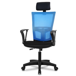 Chair Club M2 頭枕型黑色椅身網布椅, 藍色