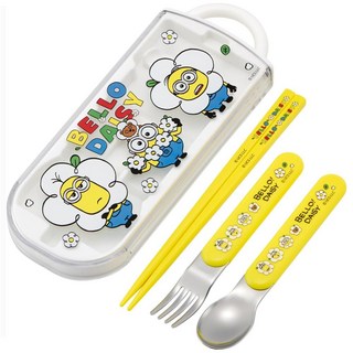 Skater 三件式餐具組 TACC2AG, 湯匙 + 叉子 + 筷子 + 外盒, 小小兵三劍客, 1套