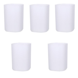簡約半透明塑膠筆筒, 白色, 5個