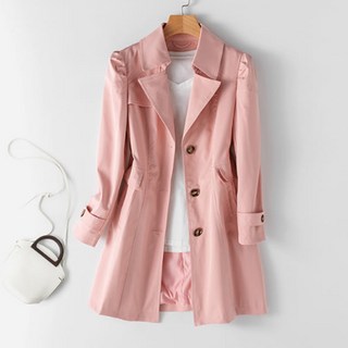 Goodif 女款標準版型日常中長版風衣外套