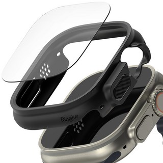 Ringke Apple Watch 超薄+鋼化玻璃膜組合錶殼套裝, 霧面黑