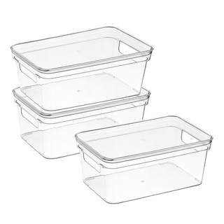 LIKEHOUSE 多用途塑膠收納整理箱, 3個, 透明