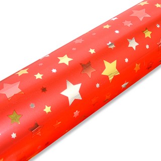 Good given 閃亮星星金屬捲筒包裝紙, 紅色, 1個