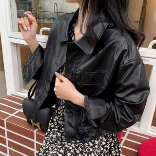 OKI JEAN 女款時尚口袋皮外套