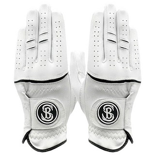 SNBRO 男士羊皮純柔雙層加厚高爾夫手套 (雙手用), 1組, 白色