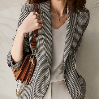 LUNA GIRL 女款 Landers 千鳥格紋夾克