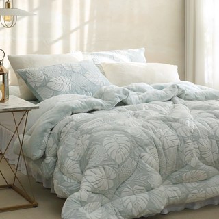 FLORA 龜背芋超細纖維韓式薄被套組, 薄荷綠