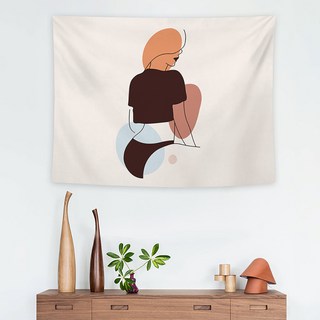 일러스트 드로잉 벽장식 태피스트리, 여자뒷모습