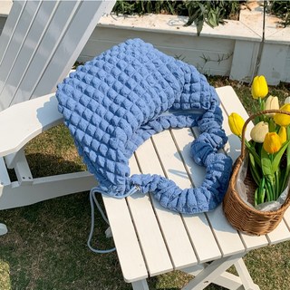 女款雲朵加大斜背與肩背包, 藍色