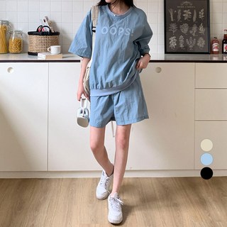 Plan Day女款Basaek Upss運動休閒短袖T恤+短褲套裝