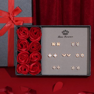 女款奢華造型925銀耳環禮盒 PS-07 7款組
