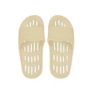 Shabas 韓國製柔軟平底排水浴室拖鞋, 砂米黃, 1個