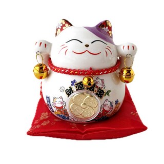 WANDU 瓦讀 財源滾滾招財貓擺飾 居家裝飾 招財納福, 12 x 10 x 12cm, 紫色