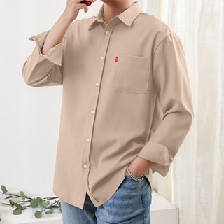 DANGOON 男性大尺碼防皺寬鬆版型長袖襯衫