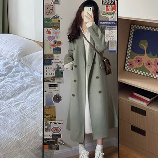 PEONIST 女士基本款翻領雙排扣長版大衣