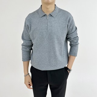 AdorClassic 男士基本領亨利領柔軟長袖針織衫