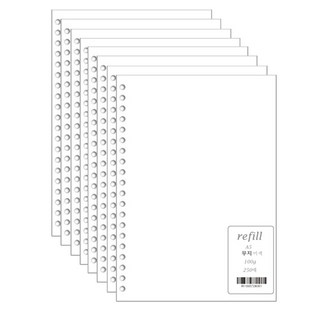 바인더 노트 다이어리 무지 리필 내지 백색 20공 100g, 250매, 1세트
