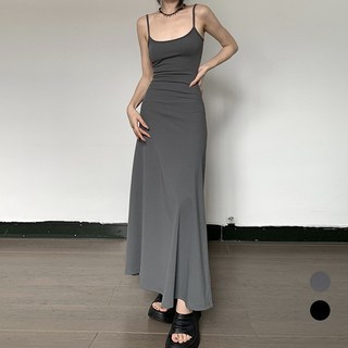 Elsso 馬甲吊帶細肩帶連身裙, 灰色