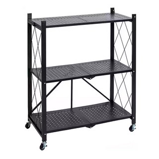 JIAHON 嘉鴻 摺疊免安裝洞洞板層架, 3層, 黑色