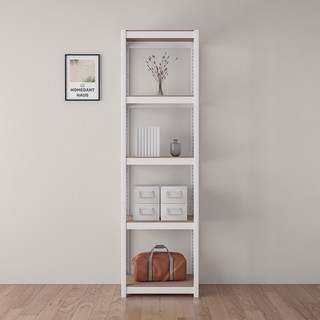 HOMEDANT HOUSE 韓國製造鐵製免螺絲組裝式角鋼層架, 白色, 5層