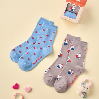 Modern House 女士 Butter Shop Apple Farm Milk Cat 蘋果圖案襪子 2雙組